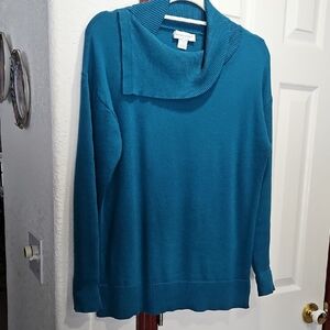 Christopher & Banks Turquoise Cowl Neck Sweater